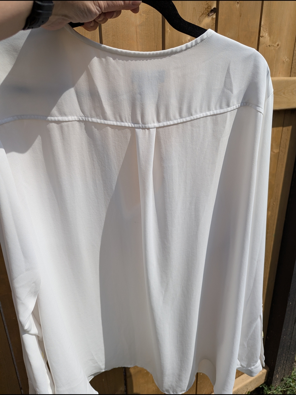 Plus Sized Split Neck Utility Blouse Roll Sleeve Minimalist Office Siren Blouse - Picture 15 of 17